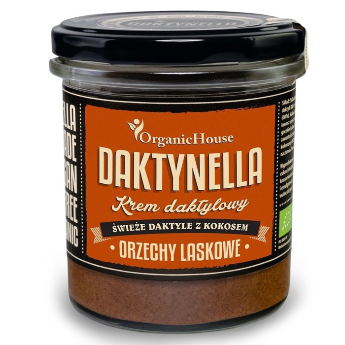 Krem kokos - daktyle medjool - orzechy laskowe bezglutenowy BIO 280 g - ORGANICHOUSE (DAKTYNELLA)