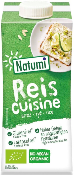Krem ryżowy do gotowania i pieczenia bez dodatku cukrów bezglutenowy BIO 200 ml - NATUMI