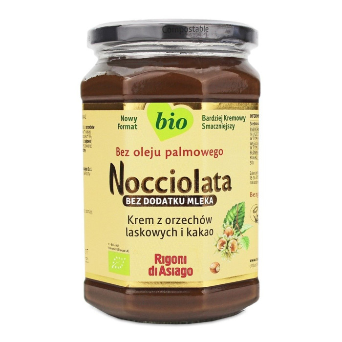 Krem wegański z orzechów laskowych i kakao bezglutenowy BIO 650 g - RIGONI DI ASIAGO (NOCCIOLATA)
