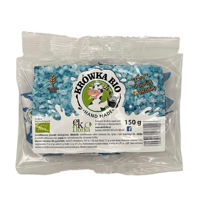 Krówki toffi z solą morską bezglutenowe BIO 150 g - EKOFLORKA