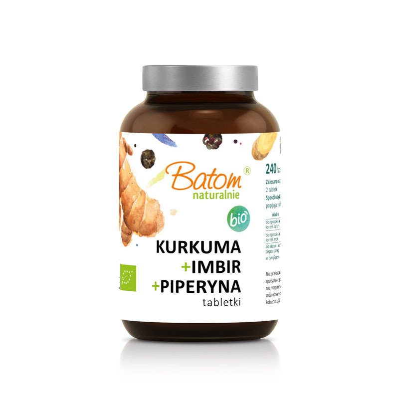 Kurkuma + imbir + piperyna BIO 240 TABLETEK - BATOM