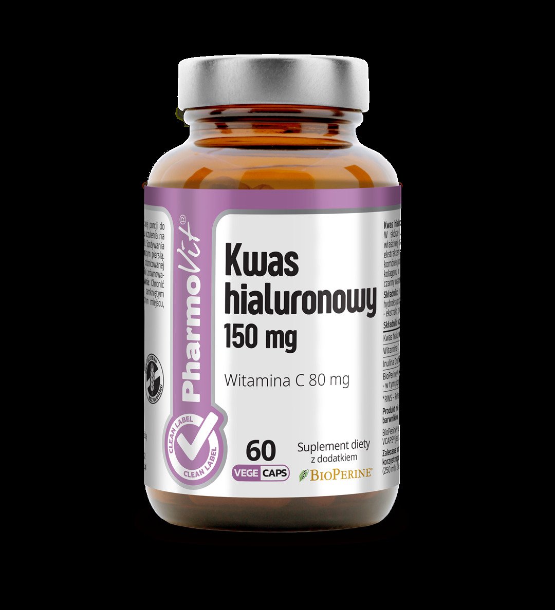 Kwas hialuronowy (150 mg) bezglutenowy 60 kapsułek - PHARMOVIT (CLEAN LABEL)