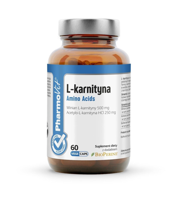 L-karnityna bezglutenowa 60 kapsułek - PHARMOVIT (CLEAN LABEL)