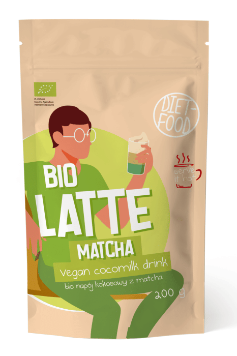 Latte matcha - napój kokosowy z matchą BIO 200 g - DIET-FOOD