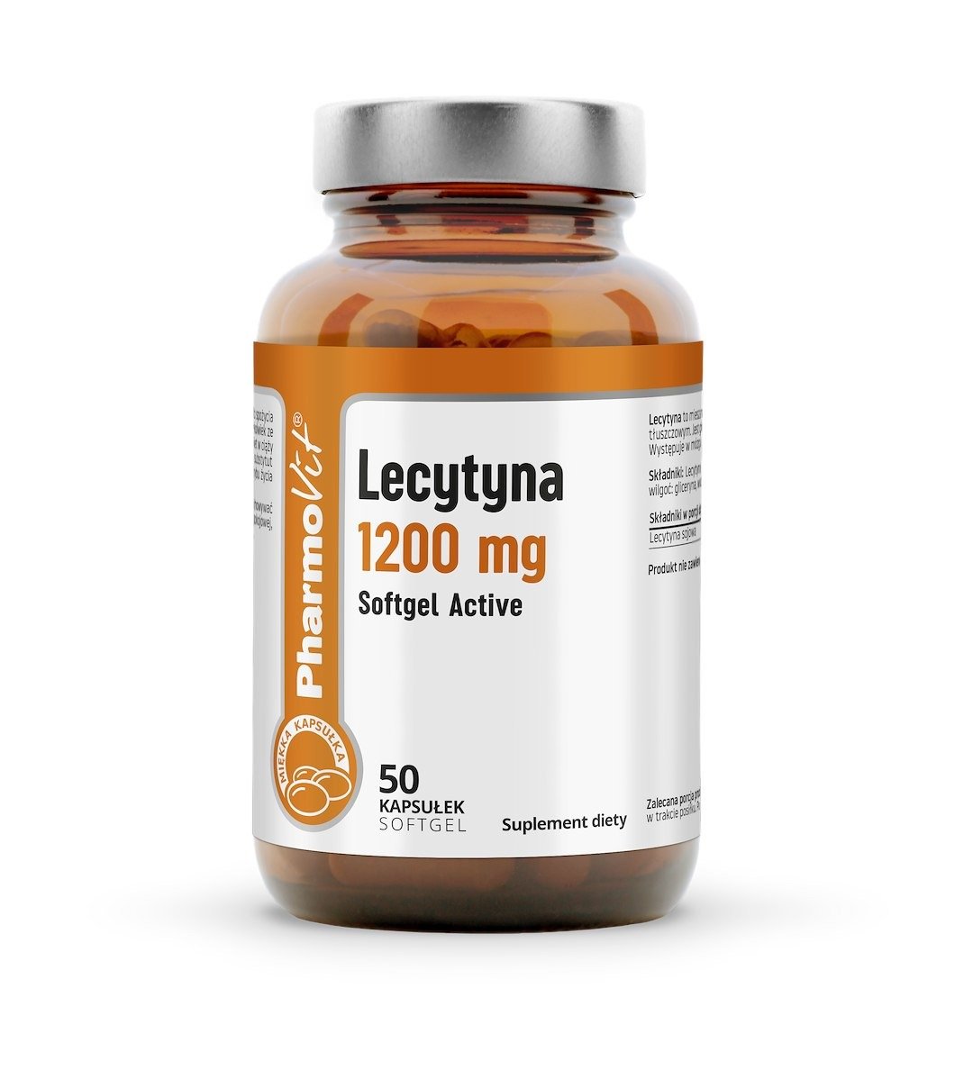 Lecytyna (1200 mg) bezglutenowa 50 kapsułek - PHARMOVIT