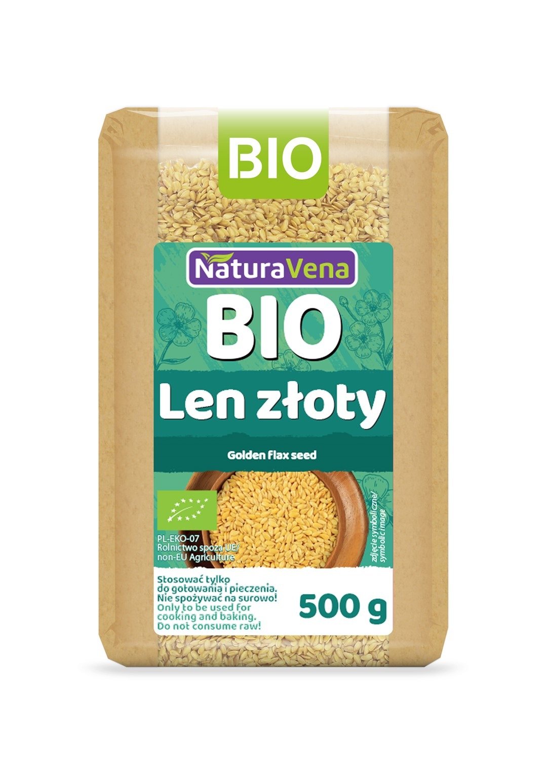 Len złoty (siemię lniane) BIO 500 g - NATURAVENA