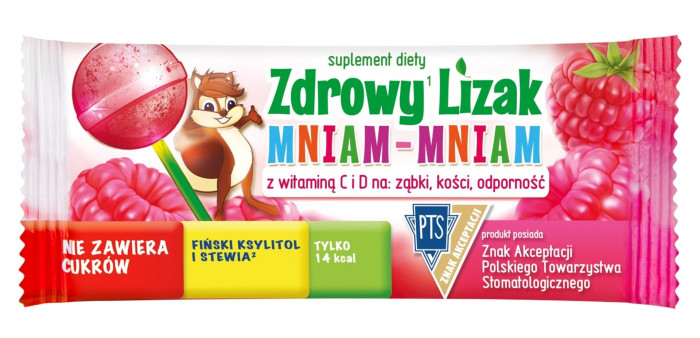 Lizak kulka o smaku malinowym z witaminą d i c bez cukru bezglutenowy 6 g - ZDROWY LIZAK (MNIAM MNIAM)