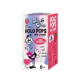 Lizak serce holo pops o smaku malinowym na gardło bez cukru bezglutenowy (6 szt.) 36 g - JOE GLOW