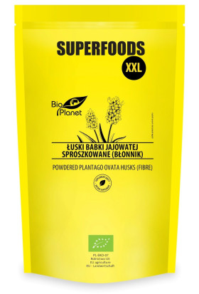 Łuski babki jajowatej sproszkowane (błonnik) BIO 600 g - BIO PLANET SUPERFOODS