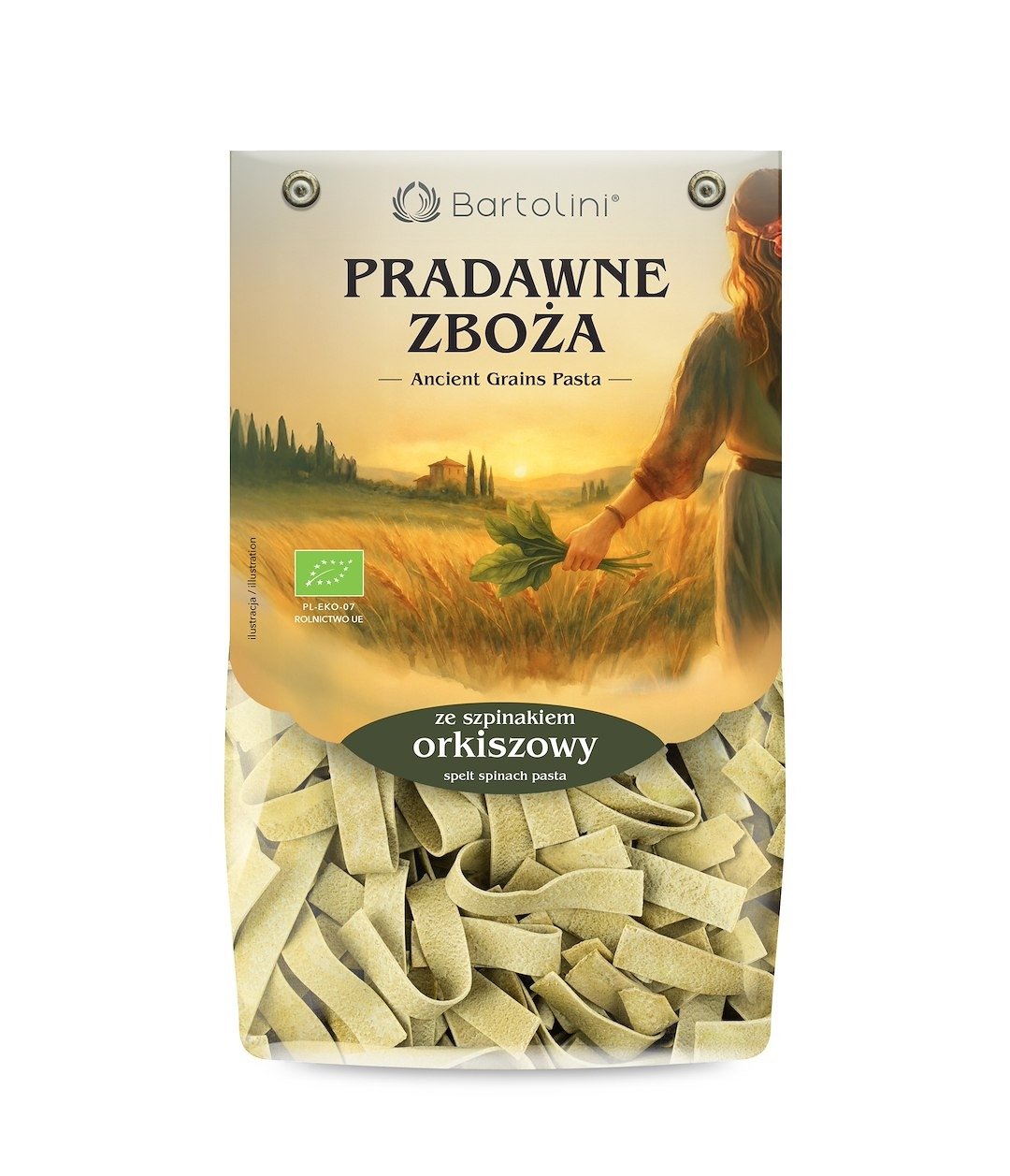 Makaron (orkiszowy szpinakowy) wstążki BIO 250 g - BARTOLINI (PRADAWNE ZBOŻA)