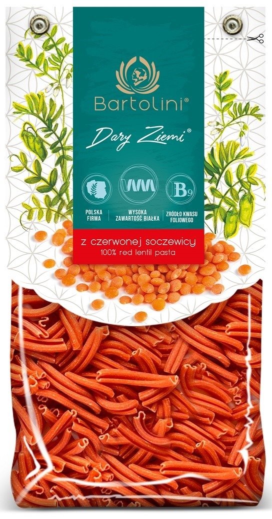 Makaron proteinowy (z soczewicy czerwonej) warkocz 250 g - BARTOLINI