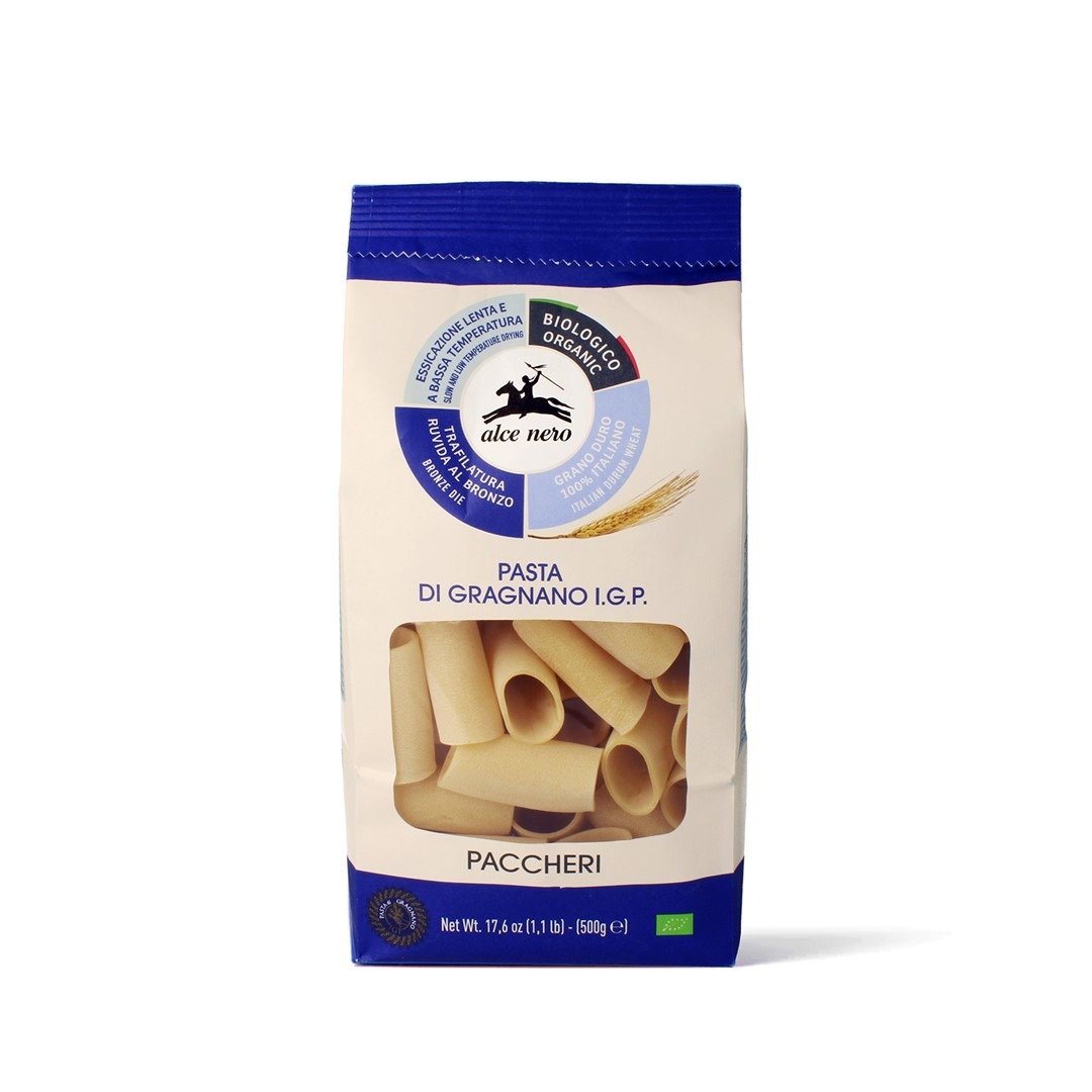 Makaron (semolinowy - pasta di gragnano) paccheri BIO 500 g  - ALCE NERO