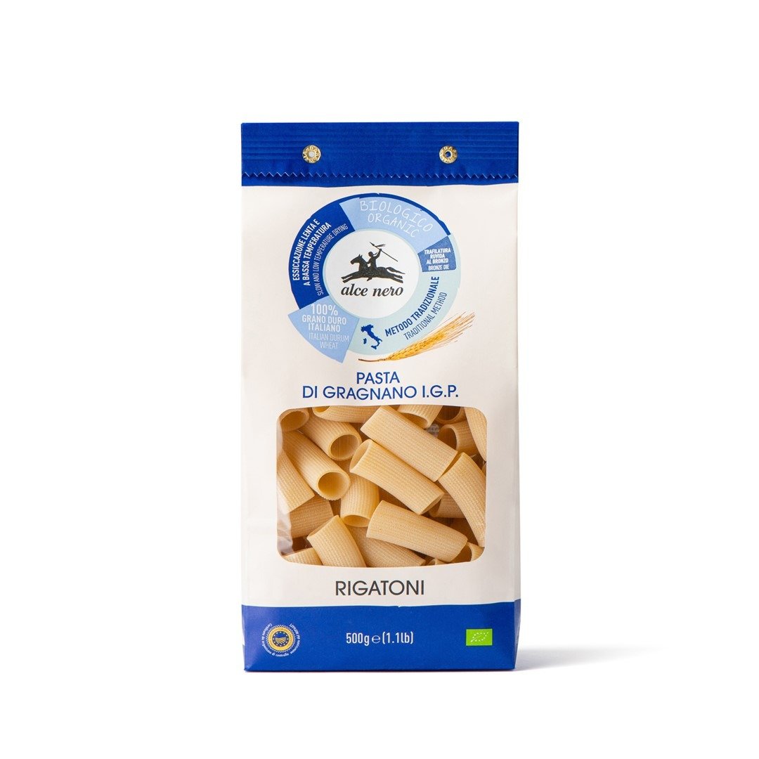 Makaron (semolinowy - pasta di gragnano) rigatoni BIO 500 g - ALCE NERO