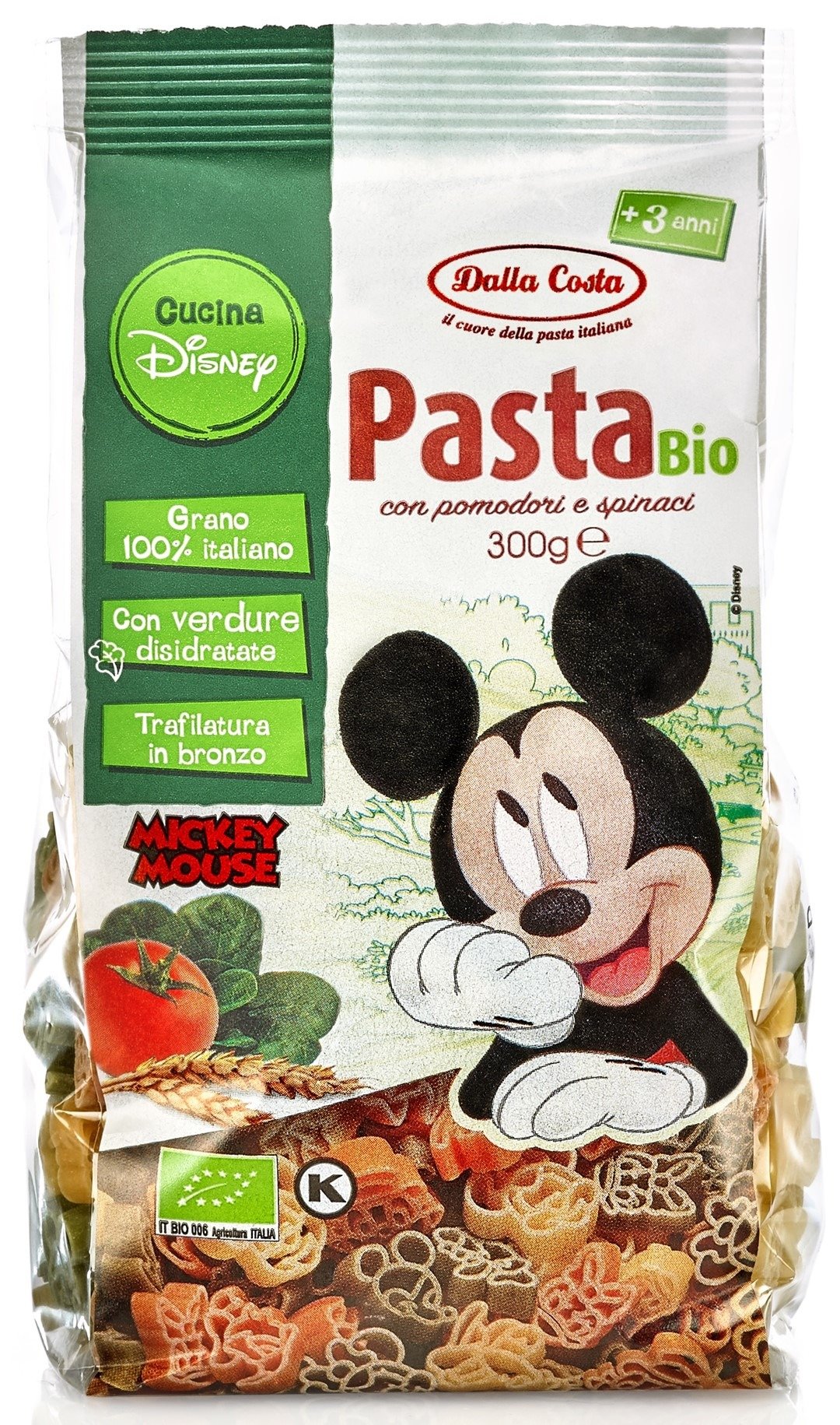 Makaron (semolinowy trójkolorowy) disney mickey BIO 300 g - DALLA COSTA
