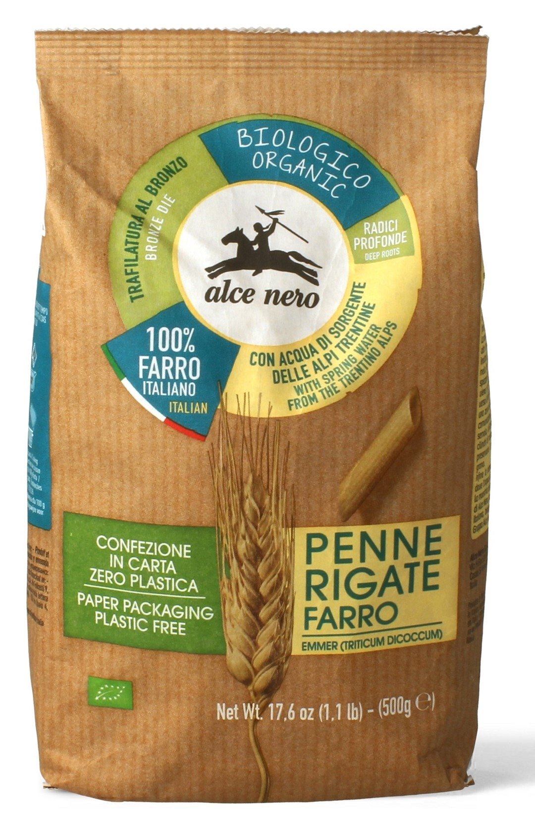 Makaron (z płaskurki) penne BIO 500 g - ALCE NERO