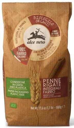 Makaron (z płaskurki razowy) penne BIO 500 g - ALCE NERO