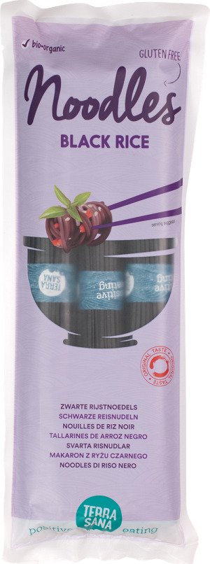 Makaron (z ryżu czarnego i ryżu brązowego) noodle spaghetti bezglutenowy BIO 250 g - TERRASANA