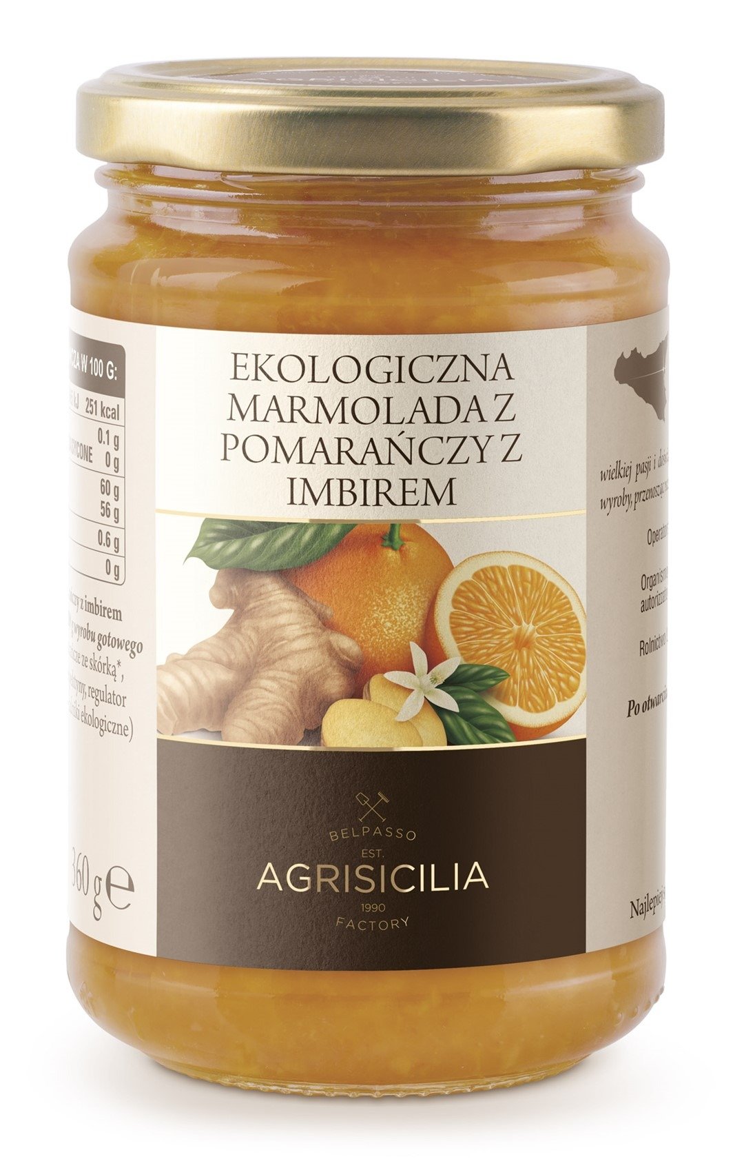 Marmolada z pomarańczy z imbirem BIO 360 g - AGRISICILIA