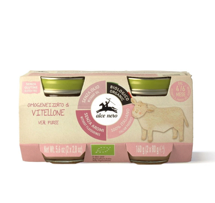 Mięso cielęcina bezglutenowe od 4 miesiąca BIO (2 x 80 g) 160 g - ALCE NERO