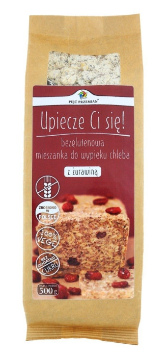 Mieszanka do wypieku chleba z żurawiną bezglutenowa 500 g - PIĘĆ PRZEMIAN