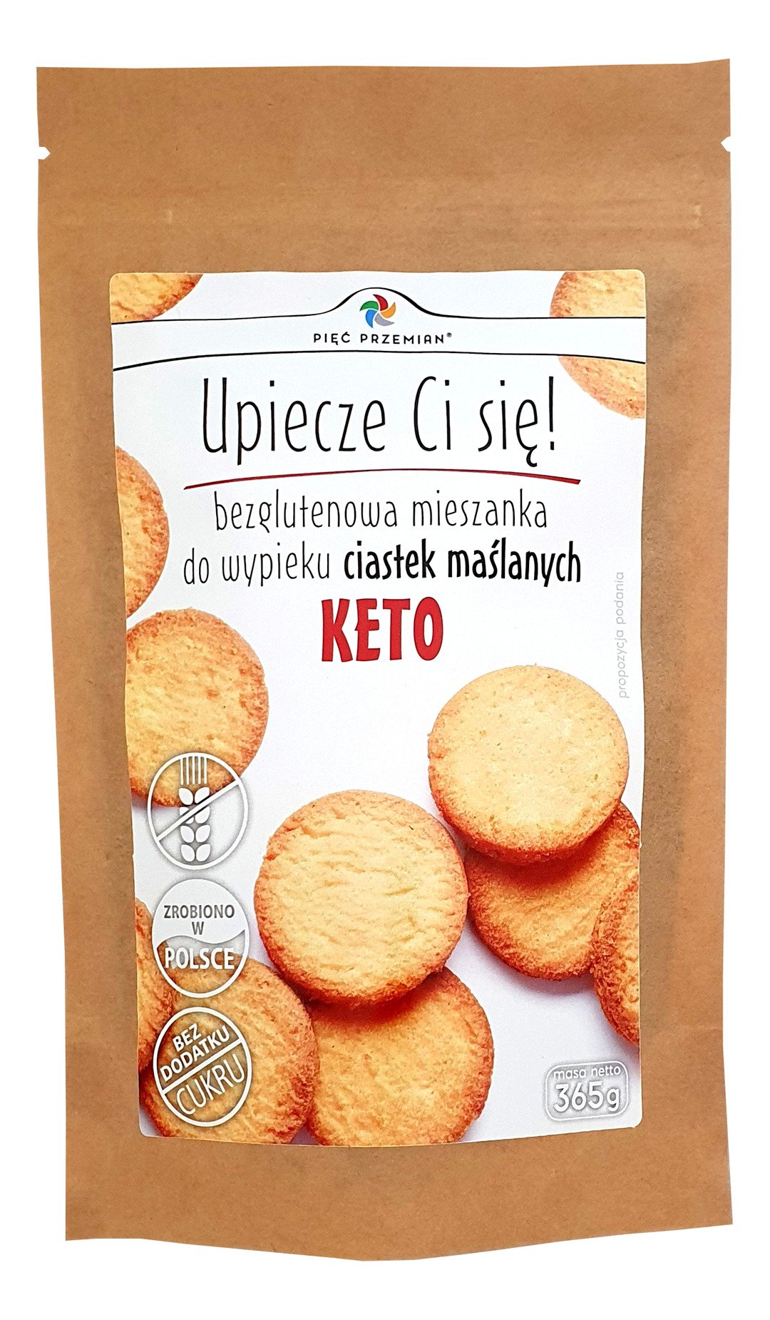 Mieszanka do wypieku ciastek maślanych bez dodatku cukrów bezglutenowa keto 365 g - PIĘĆ PRZEMIAN