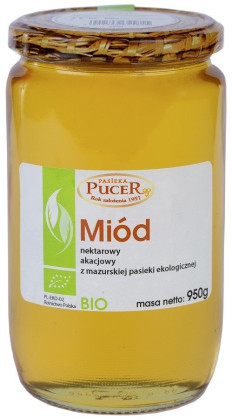 Miód nektarowy akacjowy  BIO 950 g - PASIEKA PUCER