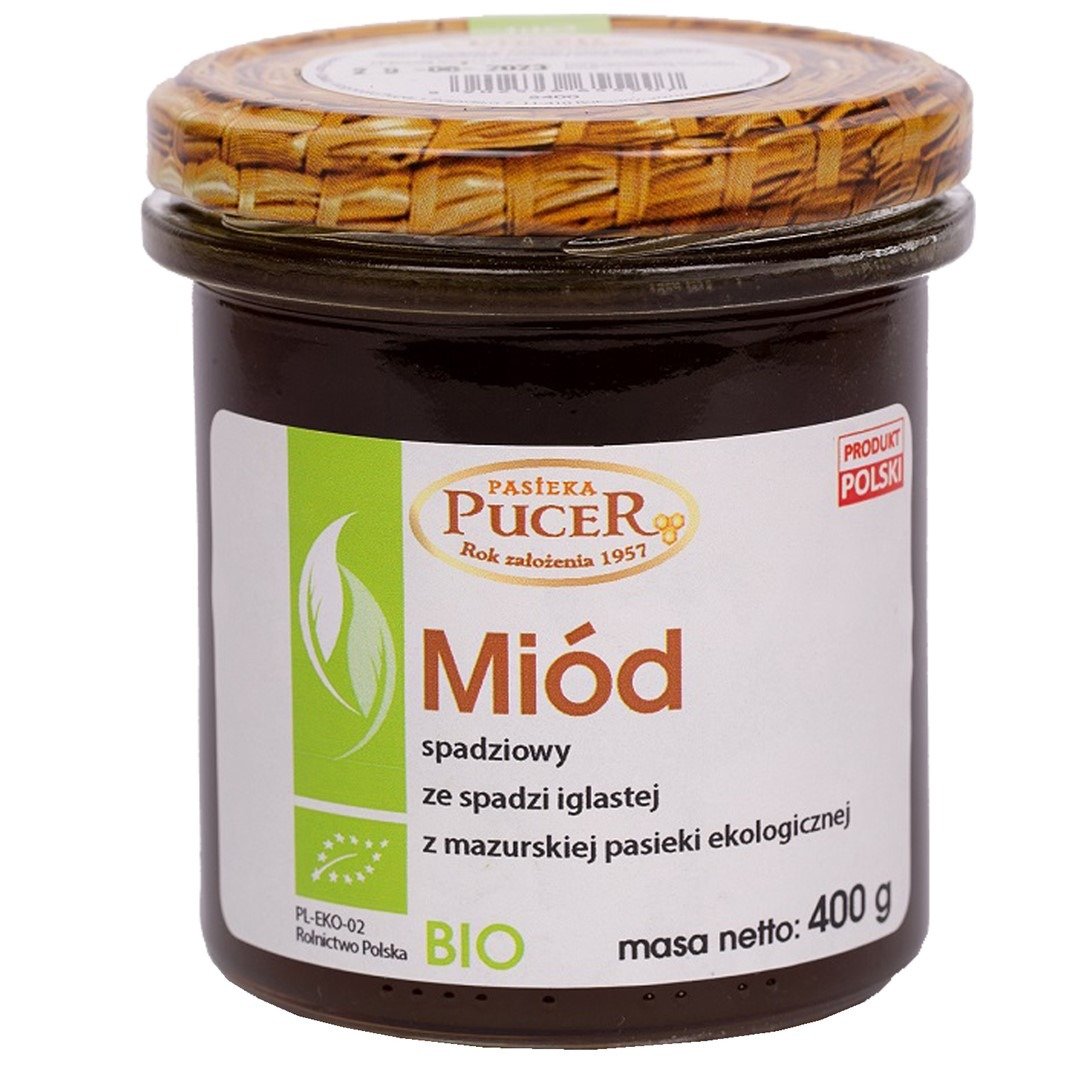Miód spadziowy ze spadzi iglastej BIO 400 g - PASIEKA PUCER