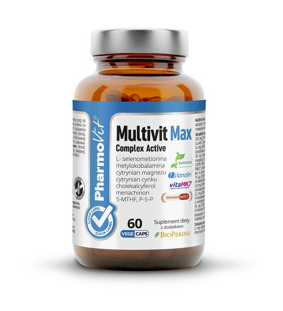 Multiwitamina (multivit max complex active) bezglutenowe 60 kapsułek - PHARMOVIT (CLEAN LABEL)