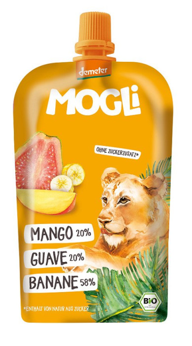 Mus banan - guawa - mango bez dodatku cukrów demeter BIO 120 g - MOGLI
