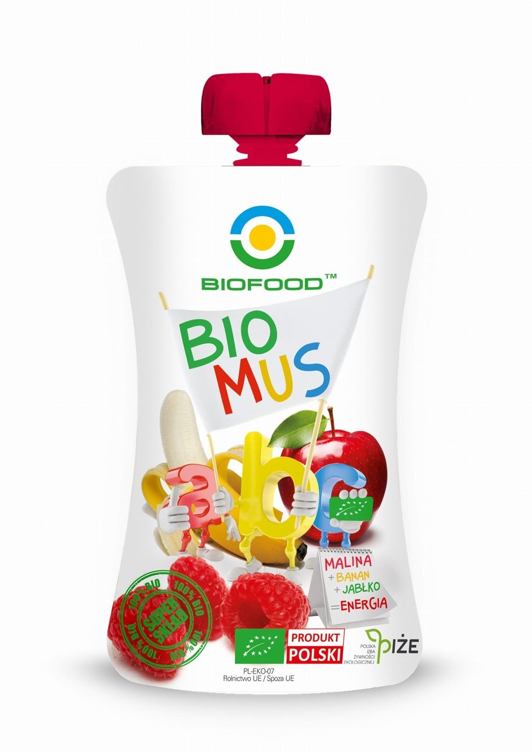 Mus jabłko - banan - malina bez dodatku cukrów bezglutenowy BIO 200 g - BIOFOOD