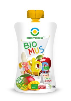 Mus jabłko - banan - mango bez dodatku cukrów bezglutenowy BIO 200 g - BIOFOOD