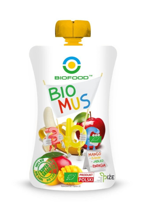 Mus jabłko - banan - mango bez dodatku cukrów bezglutenowy BIO 200 g - BIOFOOD