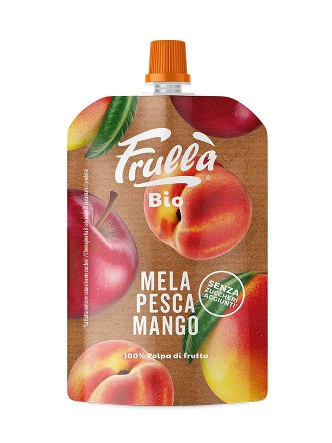 Mus jabłko - mango - brzoskwinia bez dodatku cukrów BIO 100 g - FRULLA