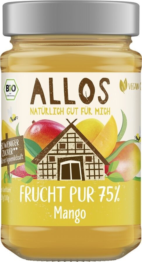Mus z mango (75 % owoców) bezglutenowy BIO 200 g - ALLOS