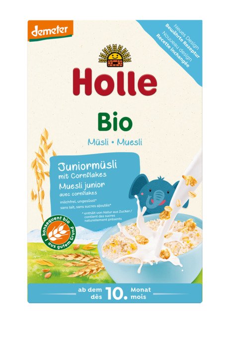 Musli junior z płatkami kukurydzianymi bez dodatku cukrów od 10 miesiąca demeter BIO 250 g - HOLLE