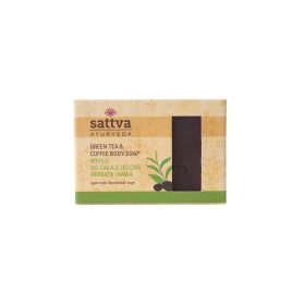 Mydło w kostce do ciała zielona herbata i kawa 125 g - SATTVA (AYURVEDA)