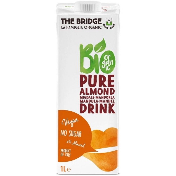 Napój migdałowy 6 % bez dodatku cukrów bezglutenowy BIO 1 L - THE BRIDGE