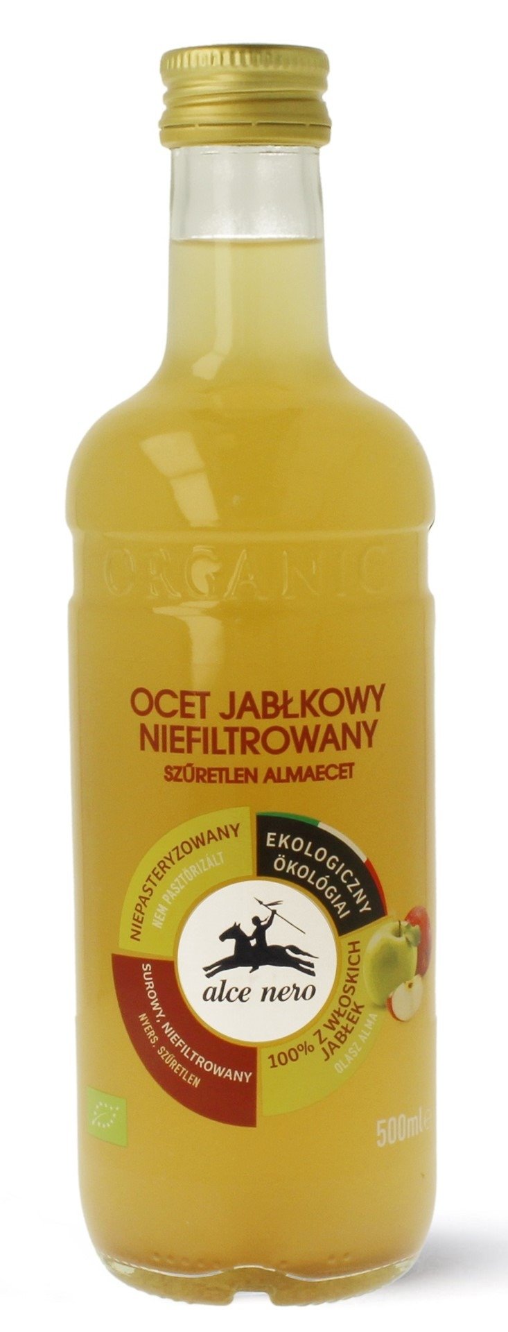 Ocet jabłkowy 5 % niefiltrowany BIO 500 ml - ALCE NERO