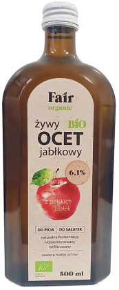 Ocet jabłkowy 6,1 % niefiltrowany BIO 500 ml - FAIR ORGANIC