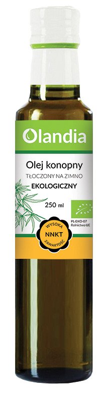 Olej&#x20;konopny&#x20;t&#x0142;oczony&#x20;na&#x20;zimno&#x20;BIO&#x20;250&#x20;ml&#x20;-&#x20;OLANDIA