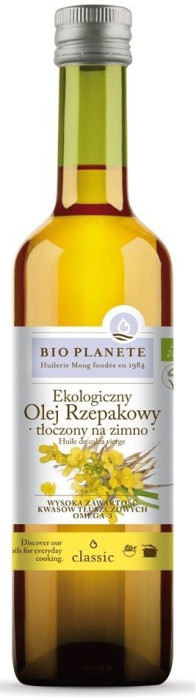 Olej rzepakowy tłoczony na zimno omega-3 BIO 500 ml - BIO PLANETE