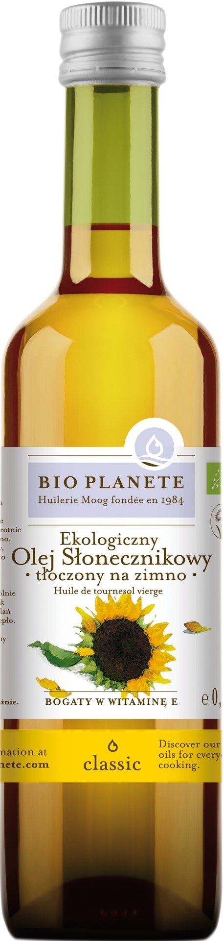 Olej słonecznikowy tłoczony na zimno BIO 500 ml - BIO PLANETE