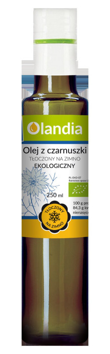 Olej z czarnuszki niefiltrowany tłoczony na zimno BIO 250 ml - OLANDIA