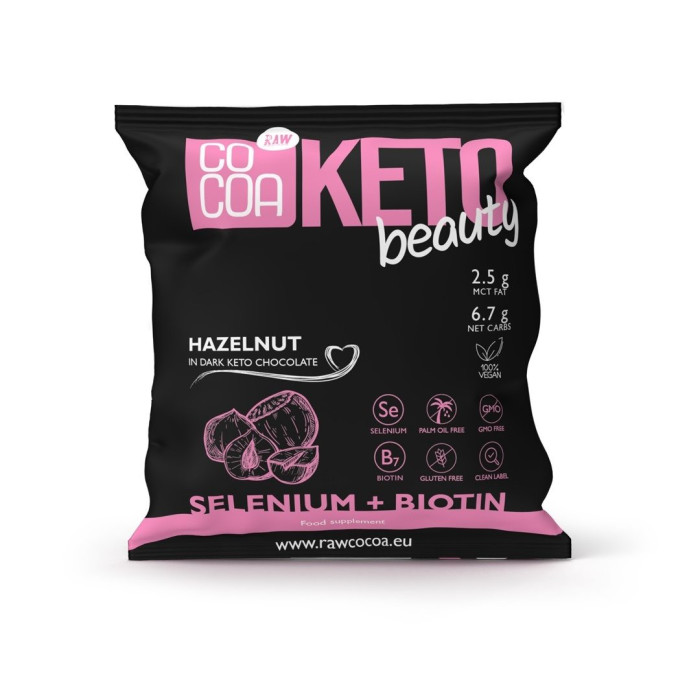 Orzechy laskowe w czekoladzie keto ciemnej beauty bezglutenowe 70 g - COCOA
