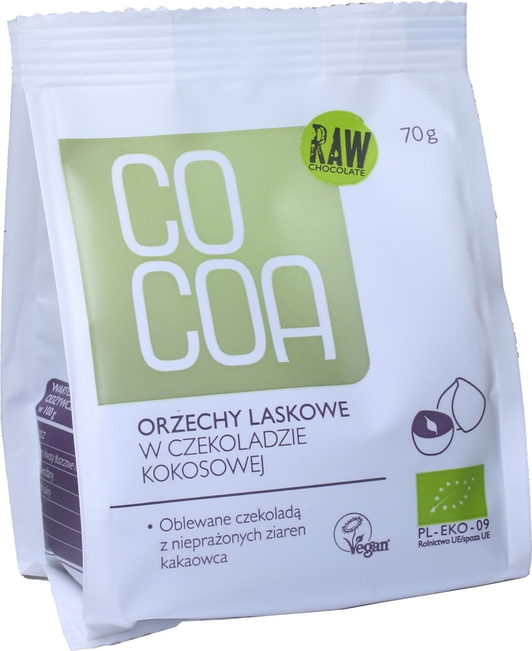 Orzechy laskowe w czekoladzie kokosowej BIO 70 g - COCOA
