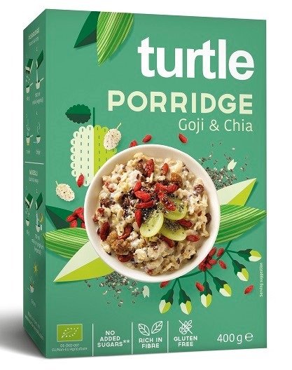 Owsianka z jagodami goji i nasionami chia bez dodatku cukrów bezglutenowa BIO 400 g - TURTLE