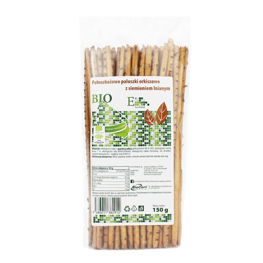 Paluszki&#x20;orkiszowe&#x20;pe&#x0142;noziarniste&#x20;z&#x20;siemieniem&#x20;lnianym&#x20;BIO&#x20;150&#x20;g&#x20;-&#x20;ENVOY