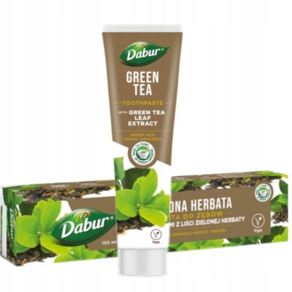Pasta do zębów z ekstraktem z liści zielonej herbaty bez fluoru 100 ml - DABUR