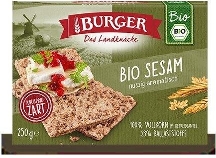 Pieczywo chrupkie błonnikowe żytnie razowe z sezamem BIO 250 g - BURGER