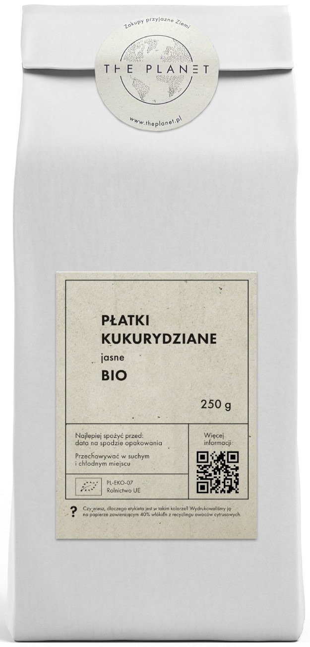 Płatki kukurydziane jasne bez dodatku cukrów BIO 250 g - THE PLANET